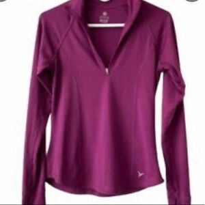 🎈$5 add on. Zip Pullover Top. Raspberry with cuff holes.
